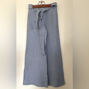 Alexis - Blue with white tripes, bell bottom pants. W/ Belt/ Size XS